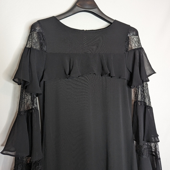 WHBM Black Bell Sleeve Lace Dress - Picture 13 of 16